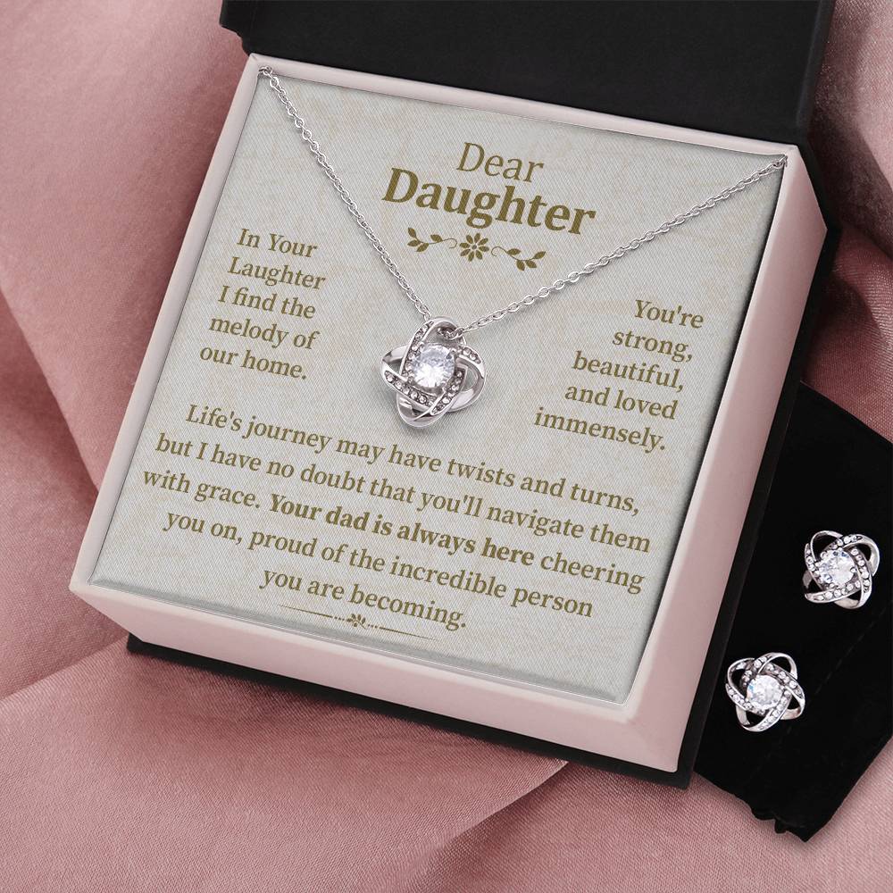 In Your Laughter I Find The Melody Of Our Home (Love Knot Necklace With Earrings) ❤️