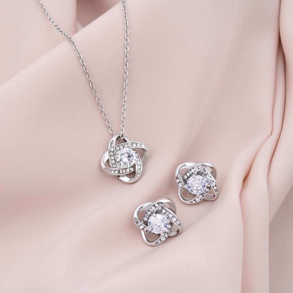 In Your Laughter I Find The Melody Of Our Home (Love Knot Necklace With Earrings) ❤️