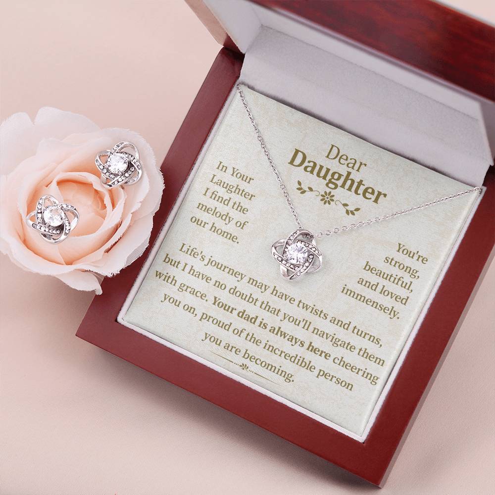 In Your Laughter I Find The Melody Of Our Home (Love Knot Necklace With Earrings) ❤️