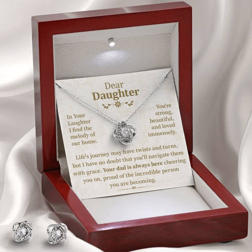 In Your Laughter I Find The Melody Of Our Home (Love Knot Necklace With Earrings) ❤️